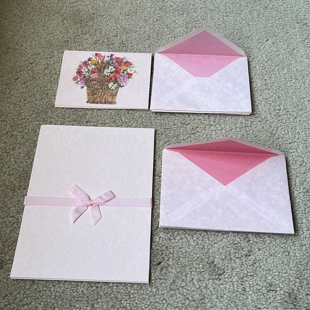 Vintage Whiting’s Light Pink Stationery Set with Cards, Envelopes, and Paper